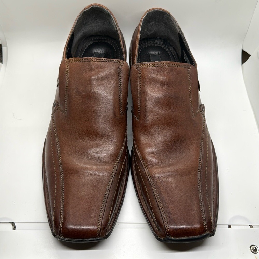Alfani Men Leather Shoes Slip Ons Loafers 10.5 Brown Casual